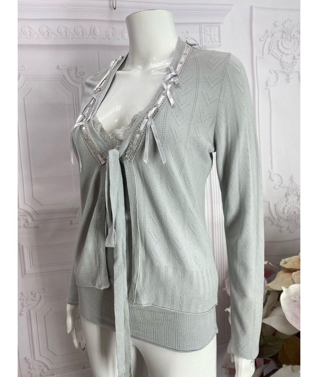 TWIN-SET Серый вискозный кардиган, фото 8