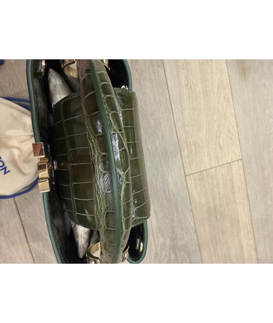 LOUIS VUITTON Хаки сумка тоут из экзотической кожи, фото 5