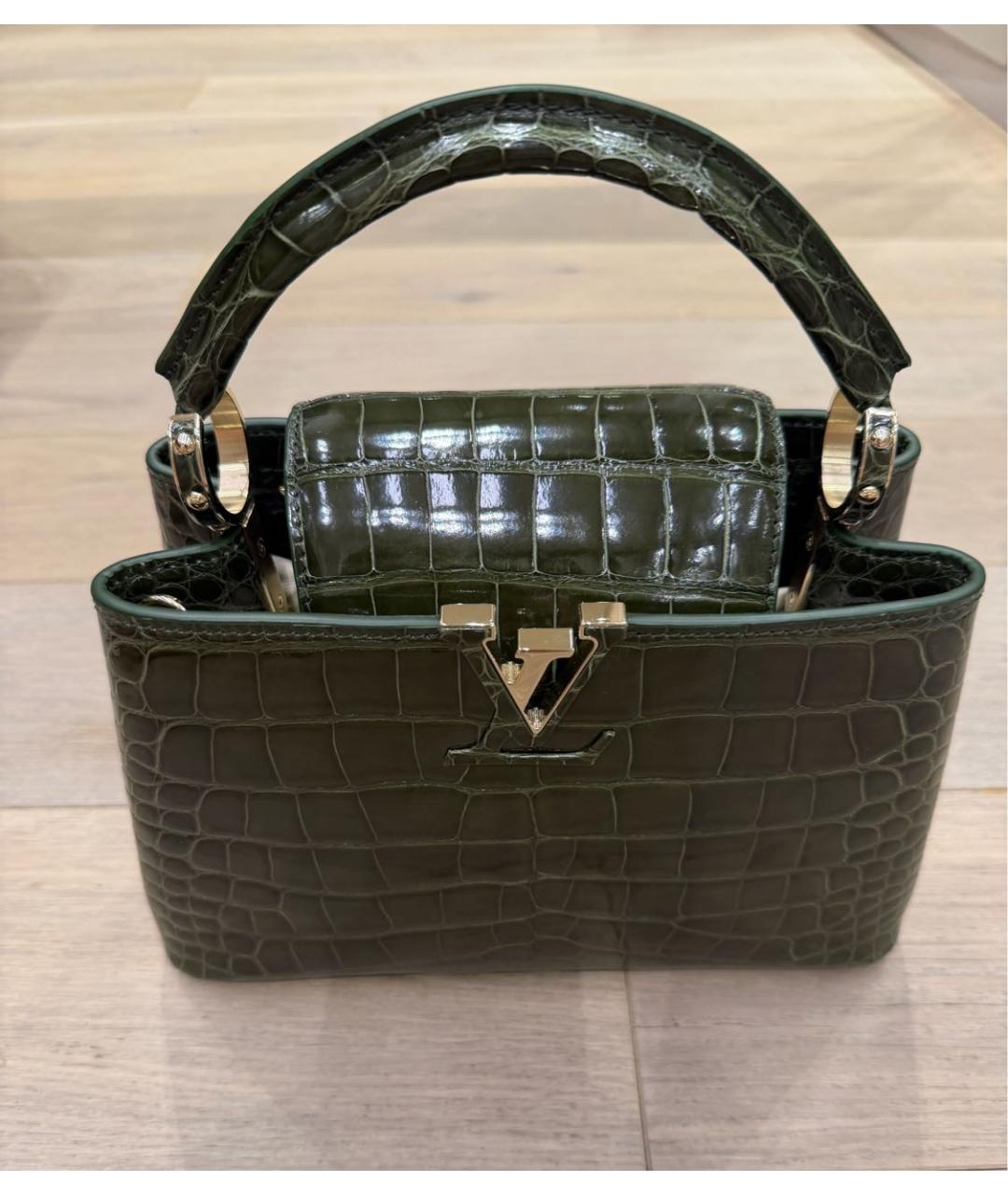 LOUIS VUITTON Хаки сумка тоут из экзотической кожи, фото 2