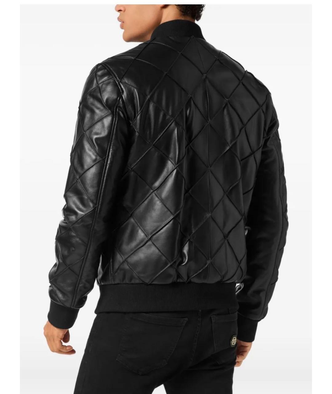 PHILIPP PLEIN Черная кожаная куртка, фото 4