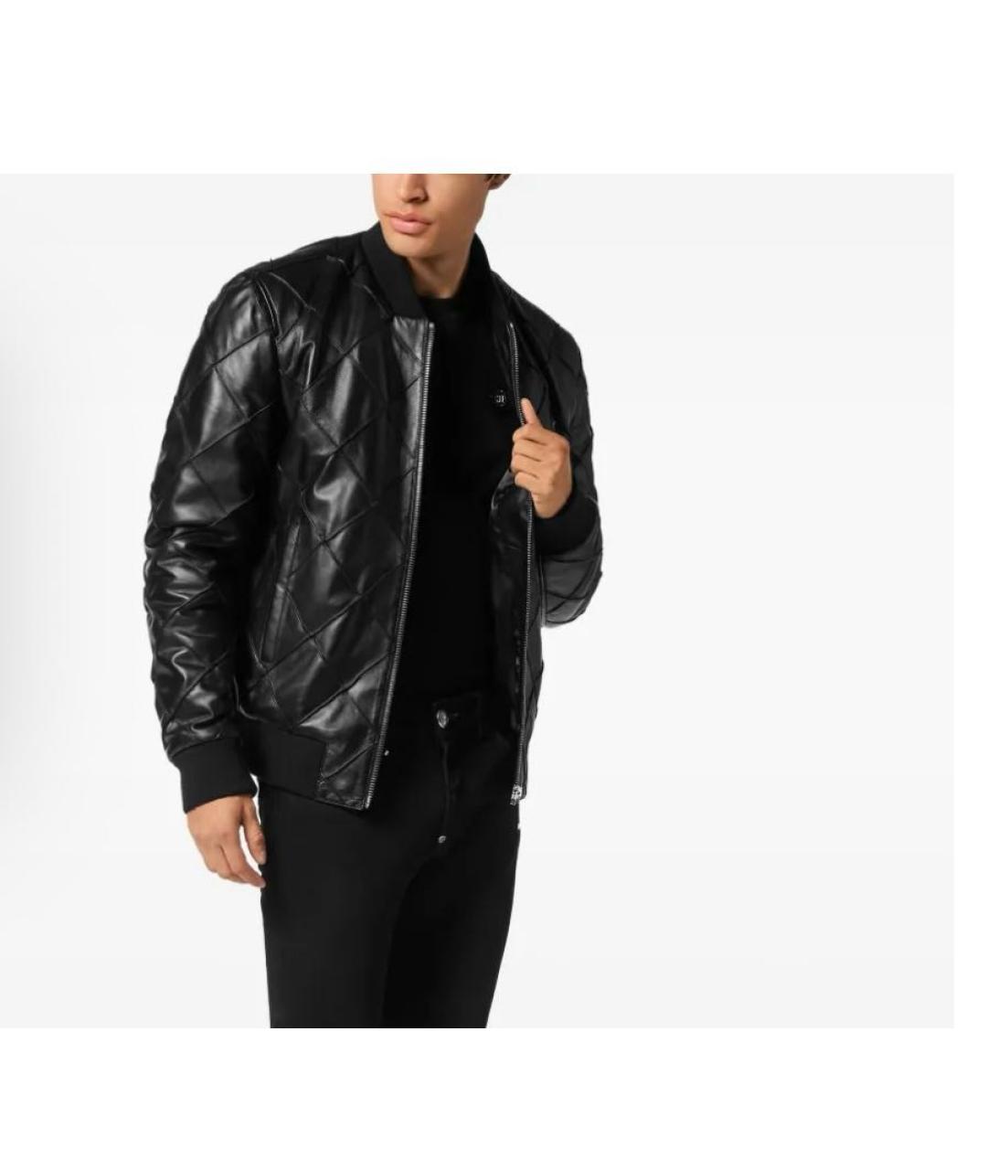 PHILIPP PLEIN Черная кожаная куртка, фото 3
