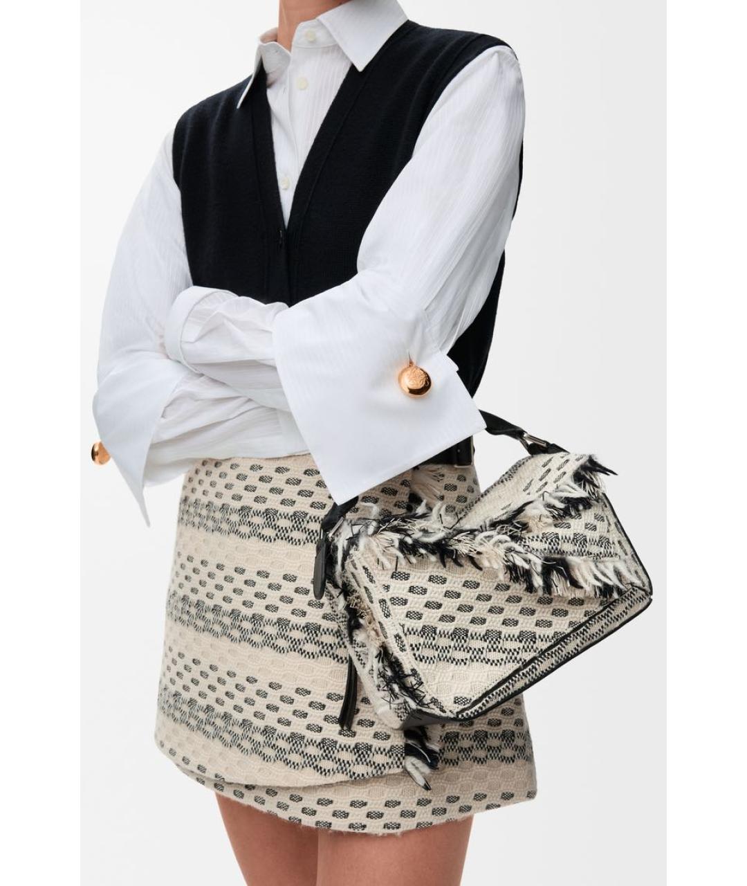 LOEWE Черная тканевая сумка с короткими ручками, фото 2