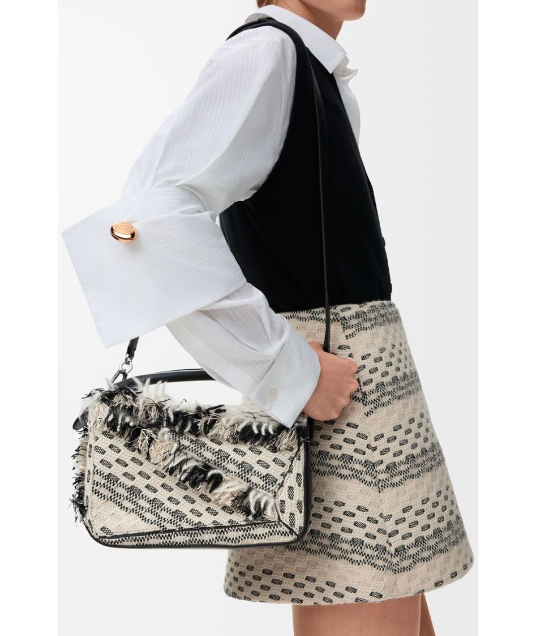 LOEWE Черная тканевая сумка с короткими ручками, фото 3