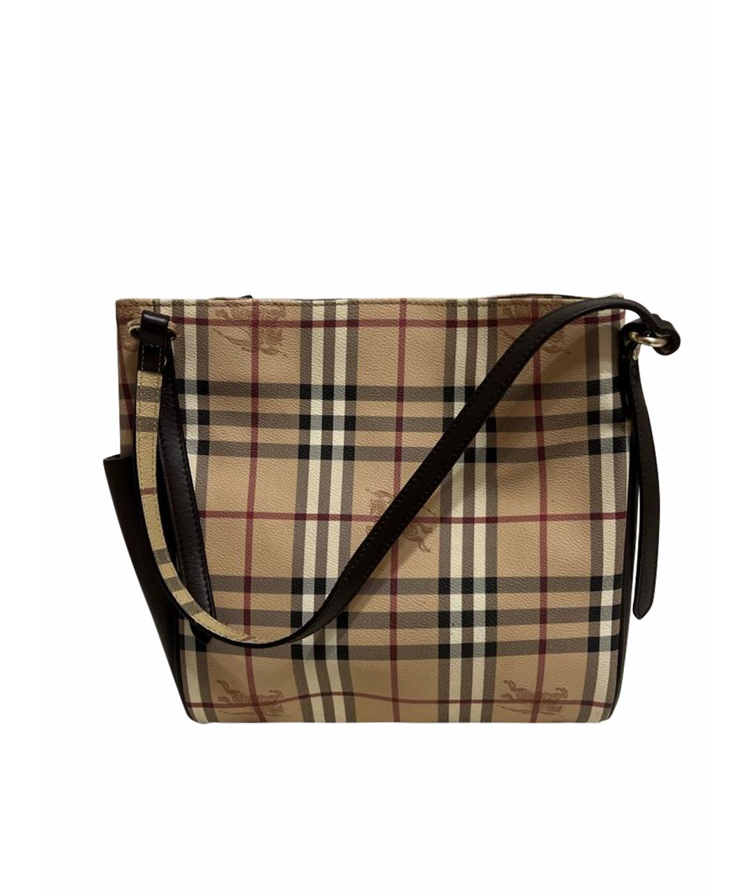 BURBERRY Бежевая кожаная сумка тоут, фото 5