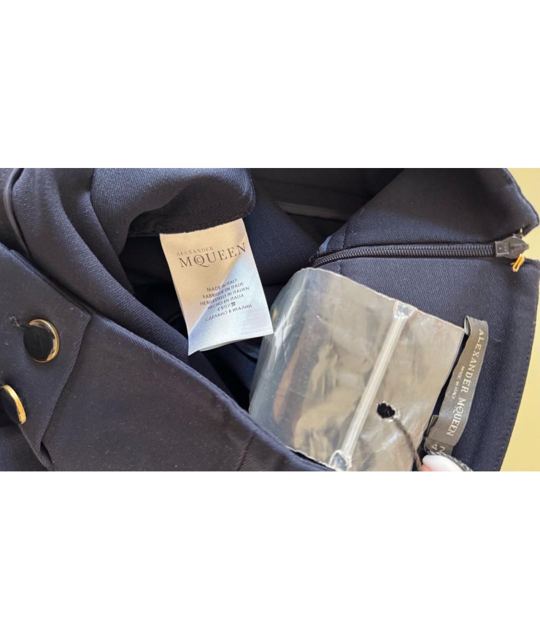 ALEXANDER MCQUEEN Темно-синие шерстяные брюки узкие, фото 4