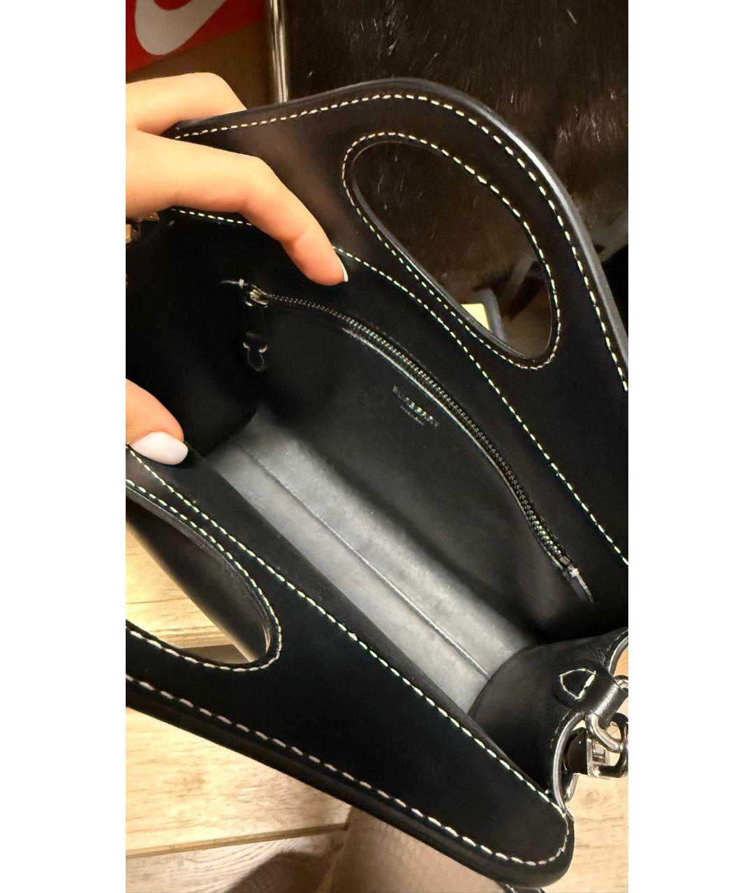 BURBERRY Черная кожаная сумка тоут, фото 4