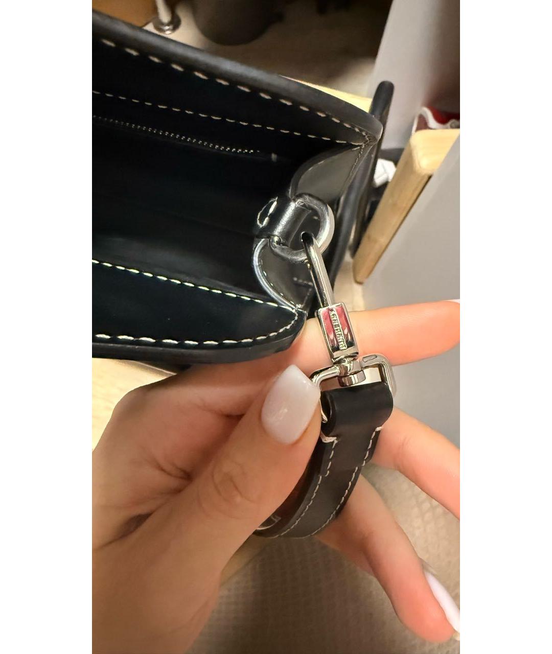 BURBERRY Черная кожаная сумка тоут, фото 6