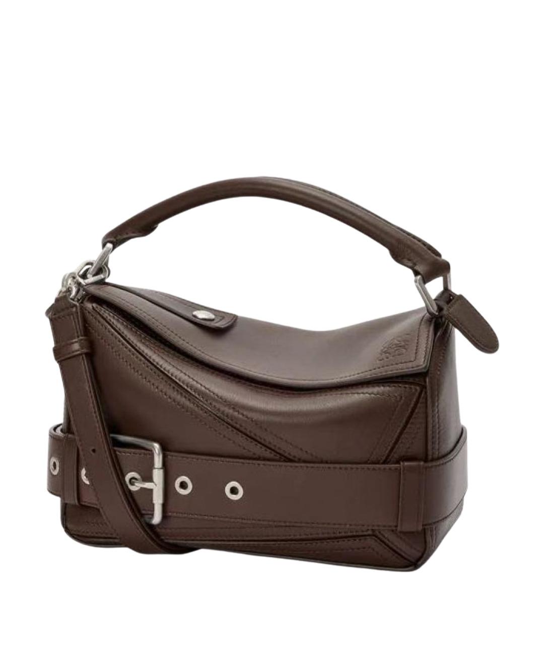 LOEWE Коричневая кожаная сумка с короткими ручками, фото 1