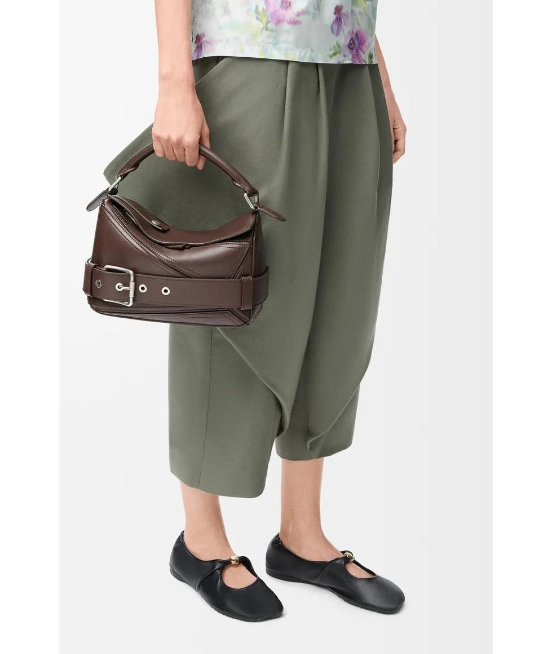 LOEWE Коричневая кожаная сумка с короткими ручками, фото 3