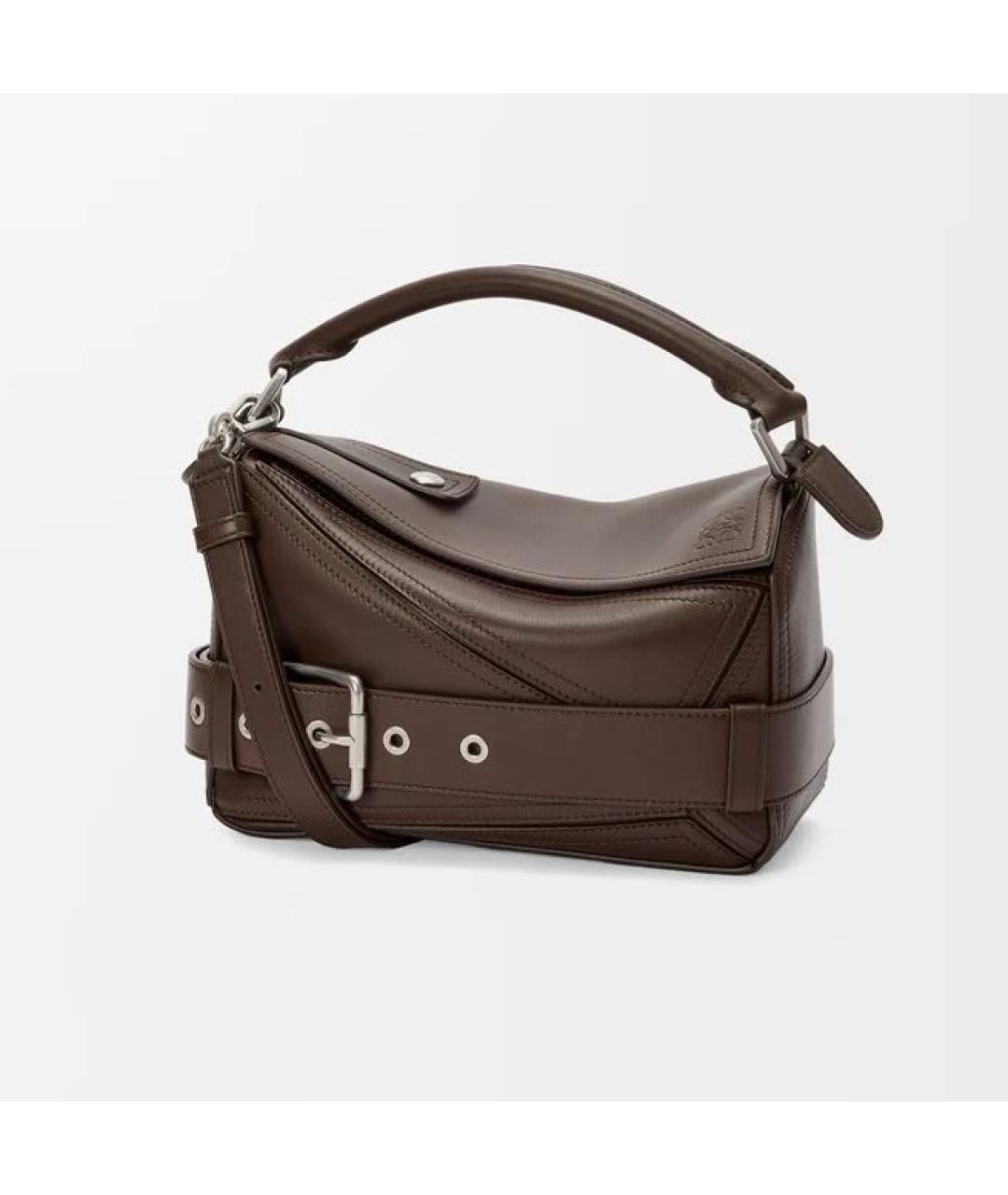 LOEWE Коричневая кожаная сумка с короткими ручками, фото 5