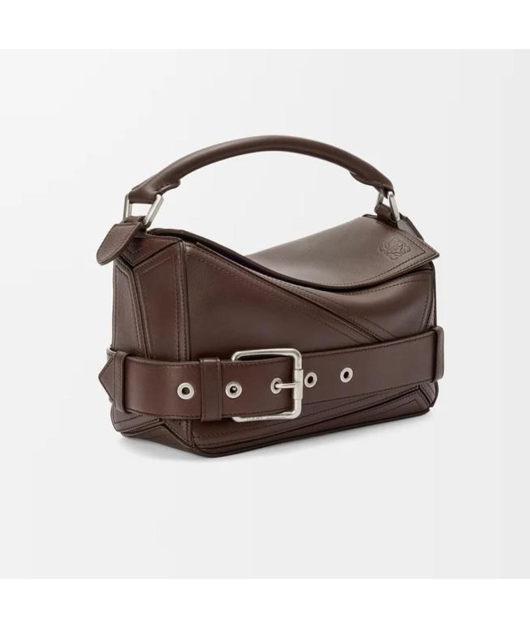 LOEWE Коричневая кожаная сумка с короткими ручками, фото 4