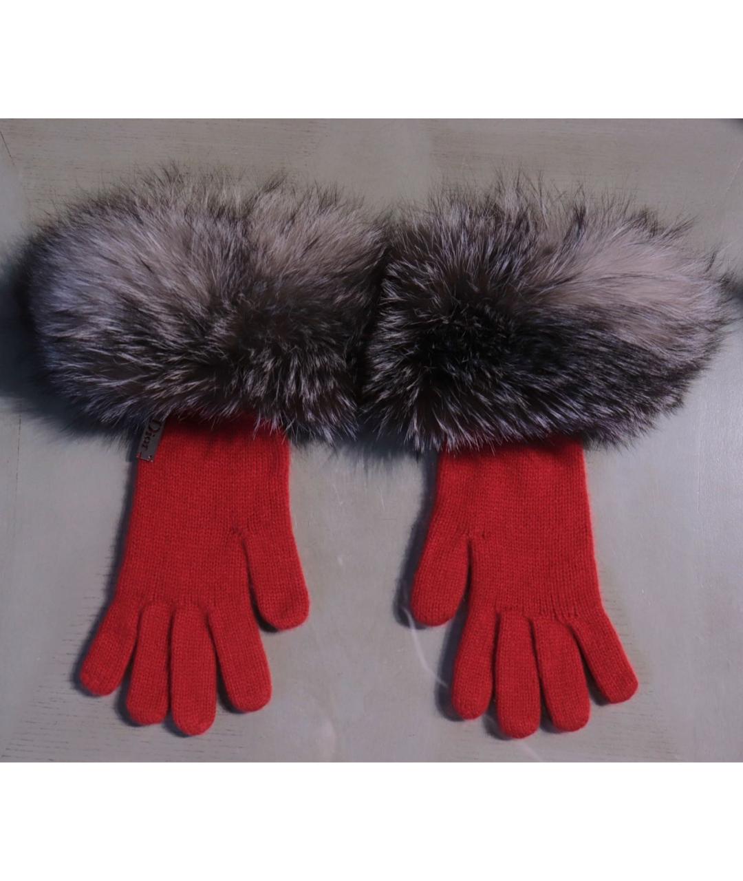 CHRISTIAN DIOR Красные кашемировые перчатки, фото 9