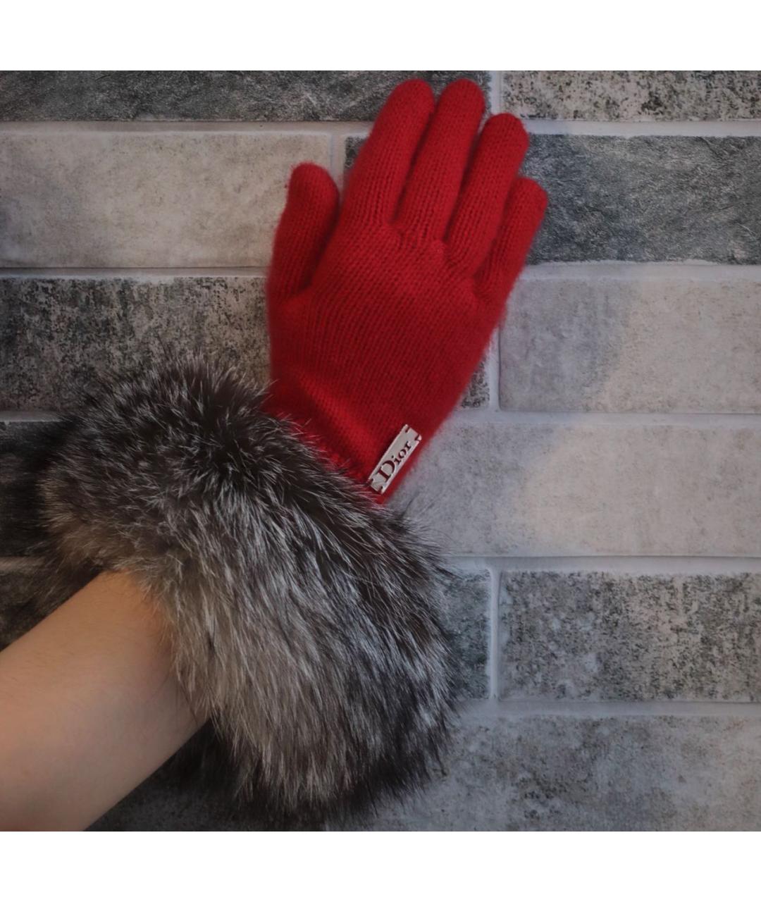 CHRISTIAN DIOR Красные кашемировые перчатки, фото 8