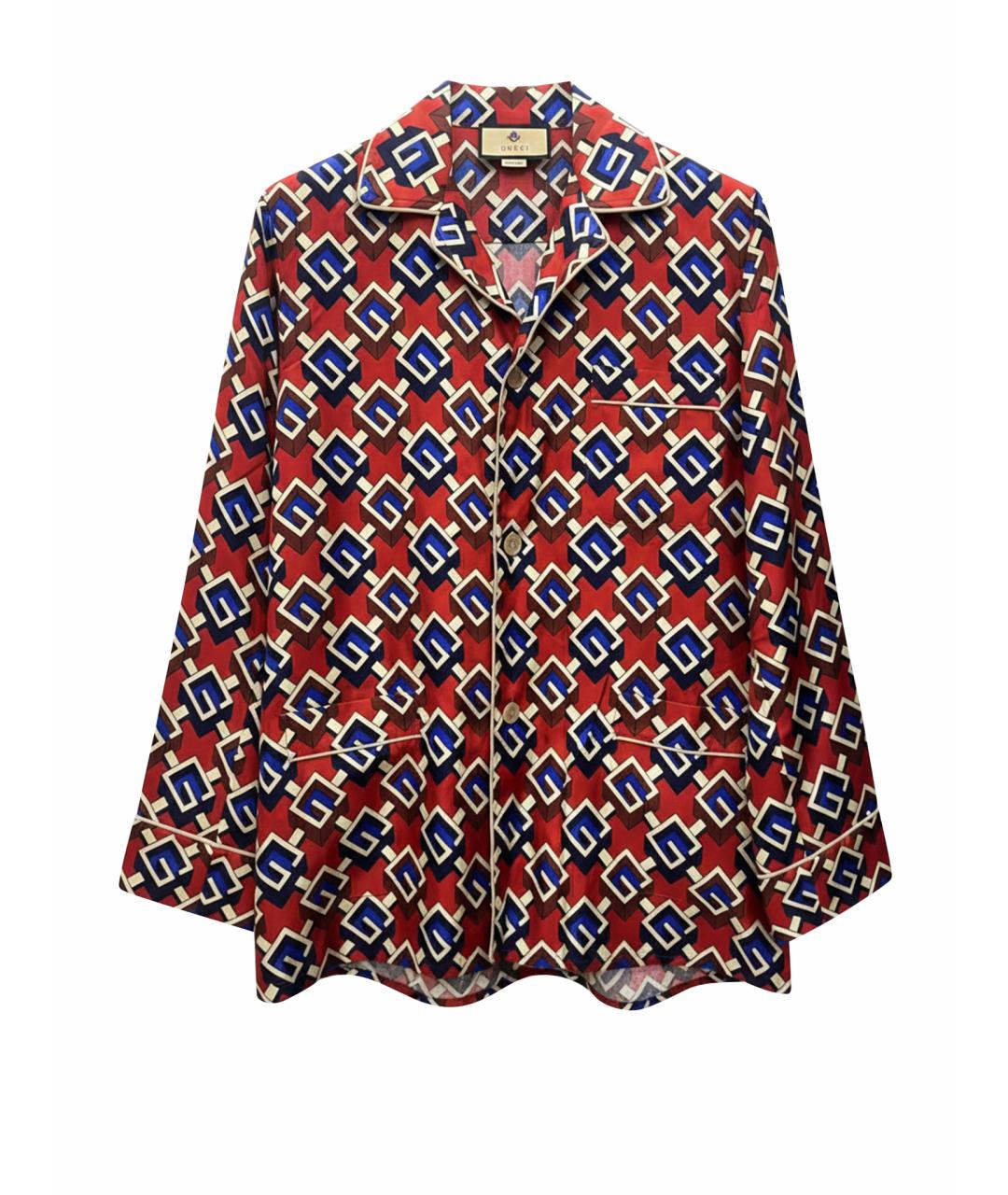 GUCCI Красный шелковый костюм с брюками, фото 1