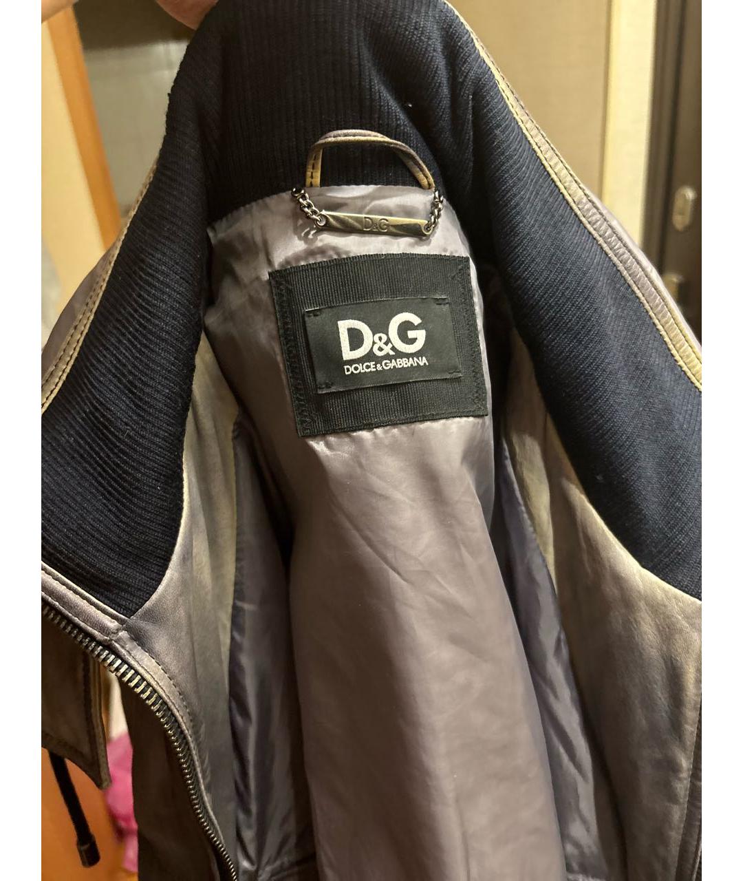 DOLCE&GABBANA Антрацитовый кожаный пуховик, фото 3