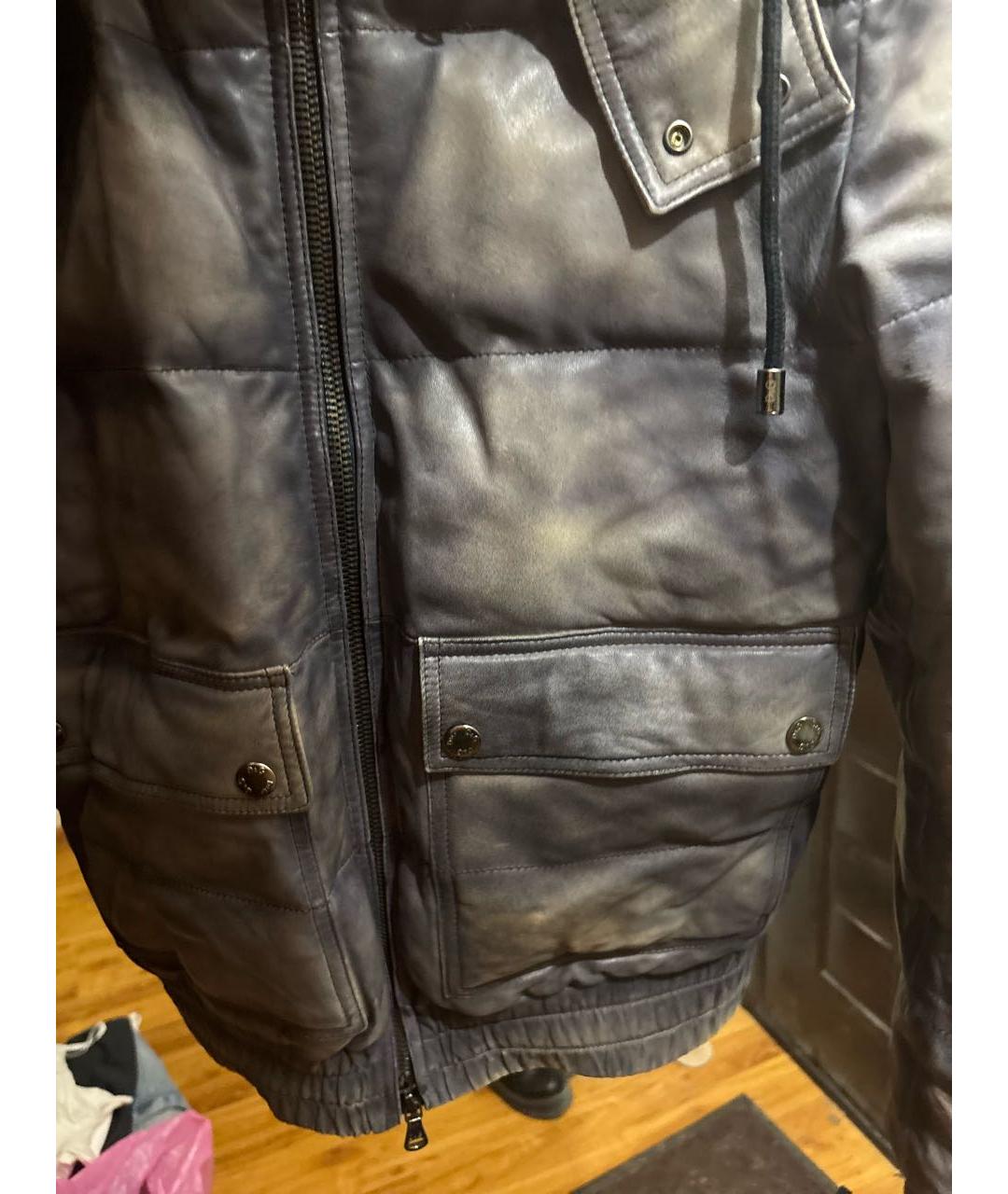 DOLCE&GABBANA Антрацитовый кожаный пуховик, фото 4