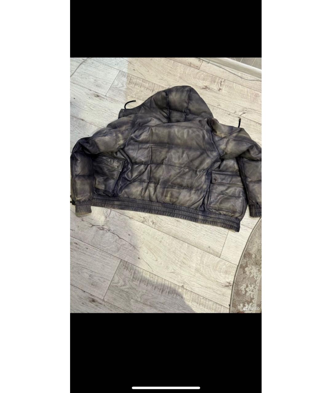DOLCE&GABBANA Антрацитовый кожаный пуховик, фото 6