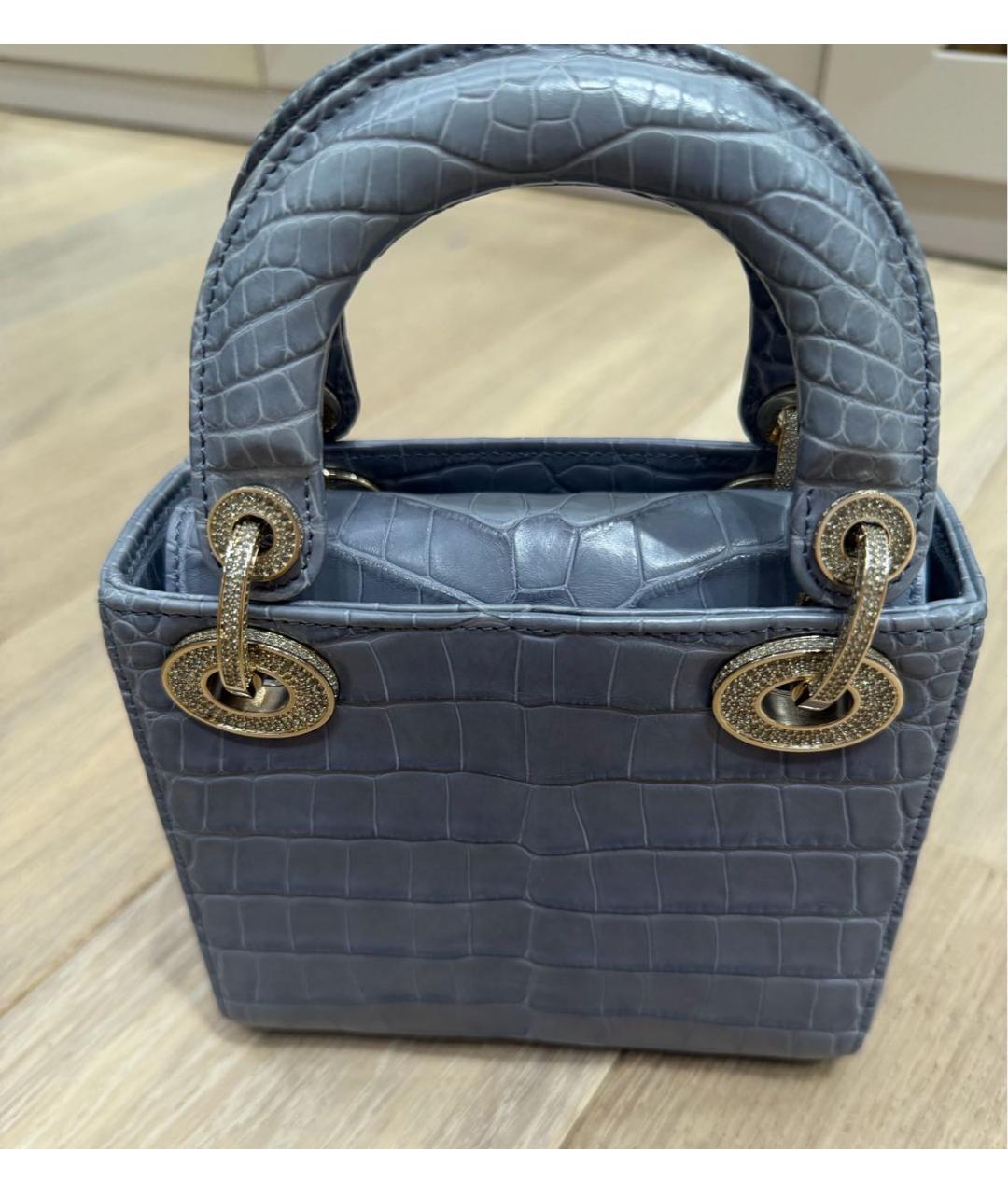 CHRISTIAN DIOR Голубая сумка тоут из экзотической кожи, фото 3
