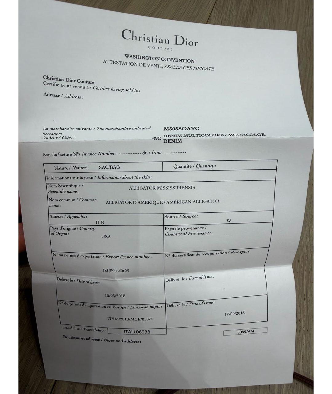 CHRISTIAN DIOR Голубая сумка тоут из экзотической кожи, фото 7