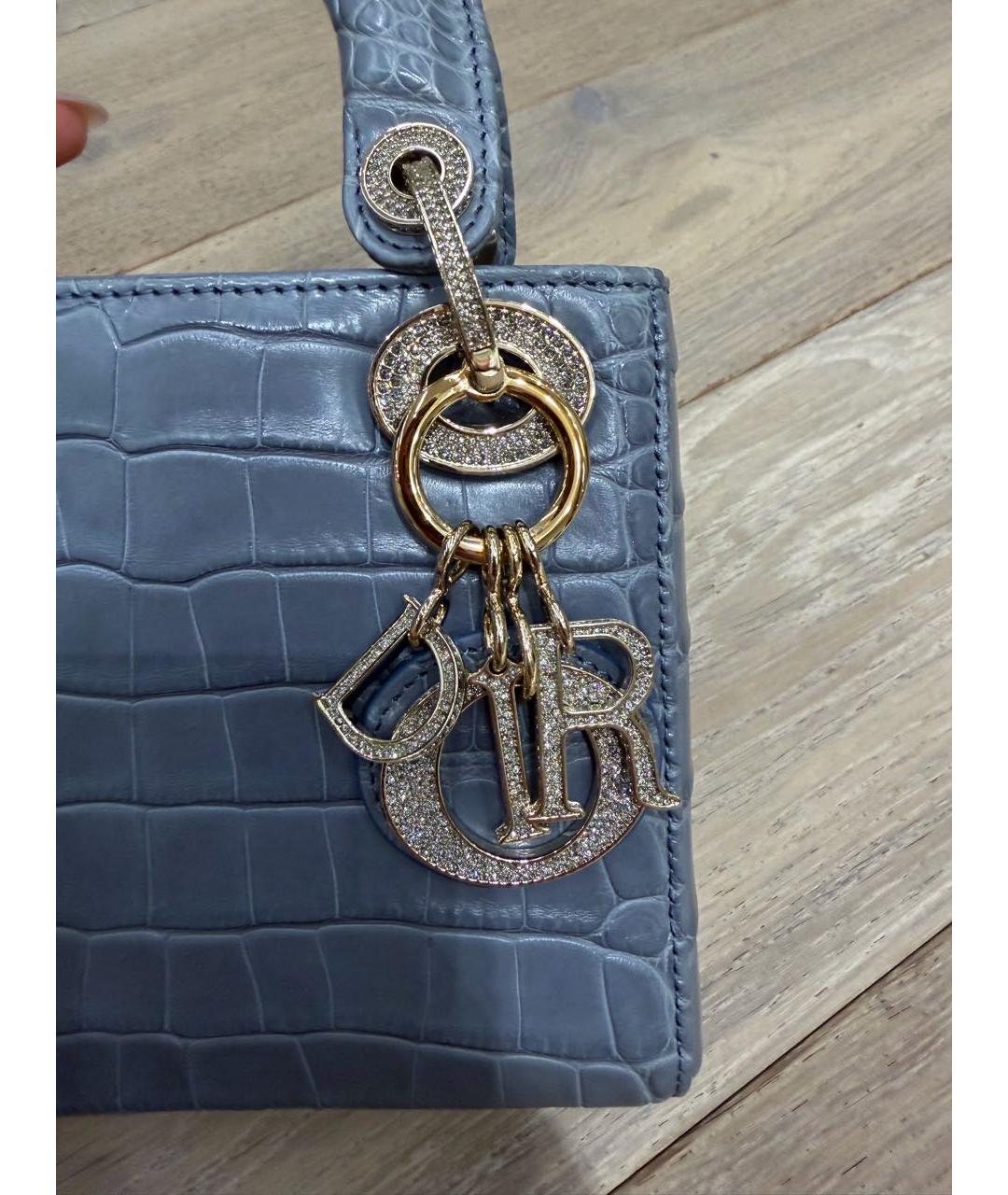 CHRISTIAN DIOR Голубая сумка тоут из экзотической кожи, фото 2