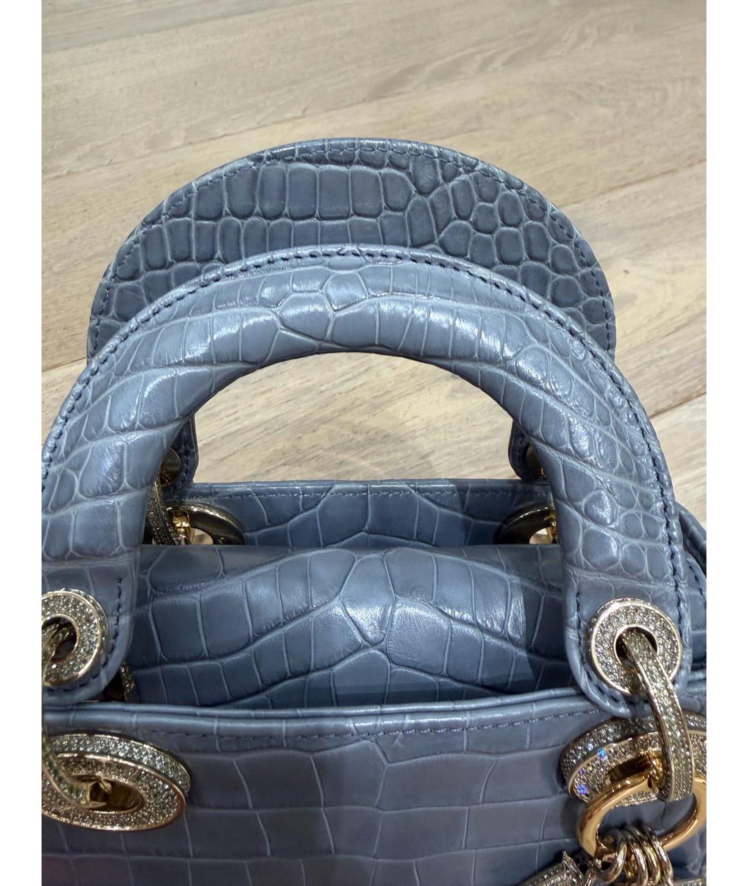 CHRISTIAN DIOR Голубая сумка тоут из экзотической кожи, фото 4