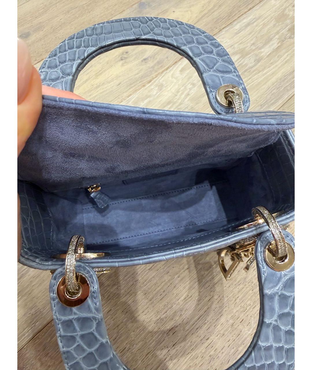 CHRISTIAN DIOR Голубая сумка тоут из экзотической кожи, фото 6