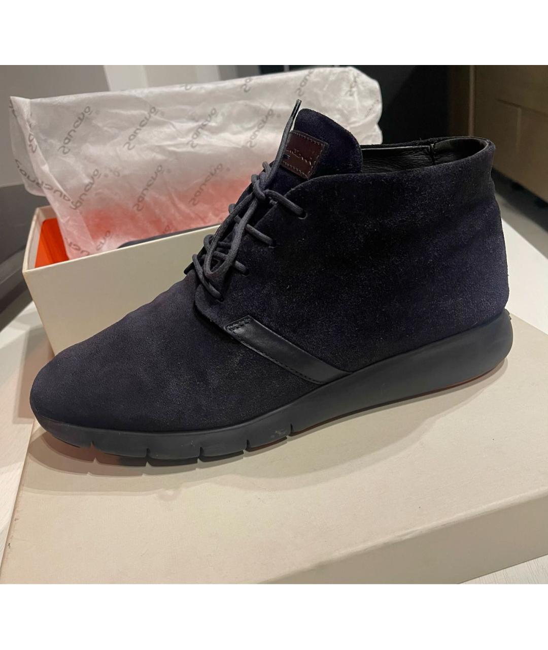SANTONI Темно-синие замшевые высокие ботинки, фото 5