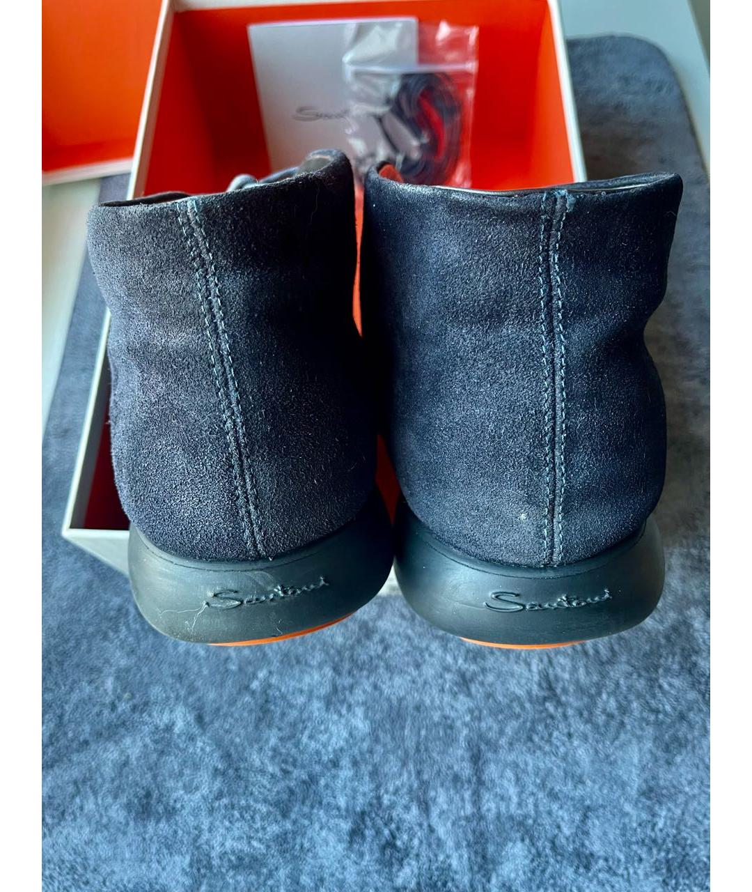 SANTONI Темно-синие замшевые высокие ботинки, фото 4