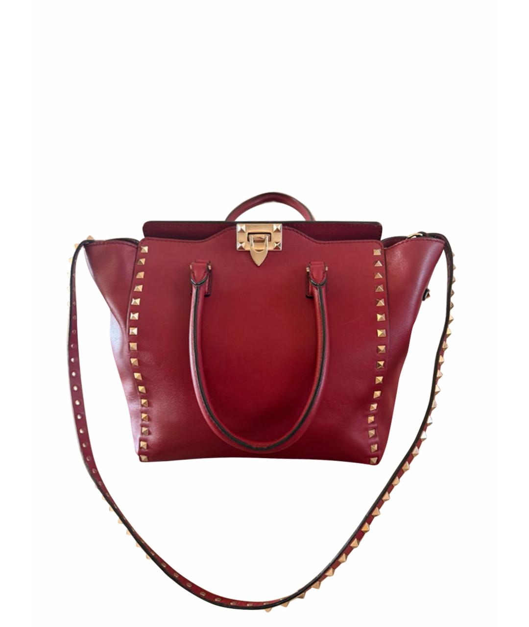 VALENTINO Бордовая кожаная сумка с короткими ручками, фото 1
