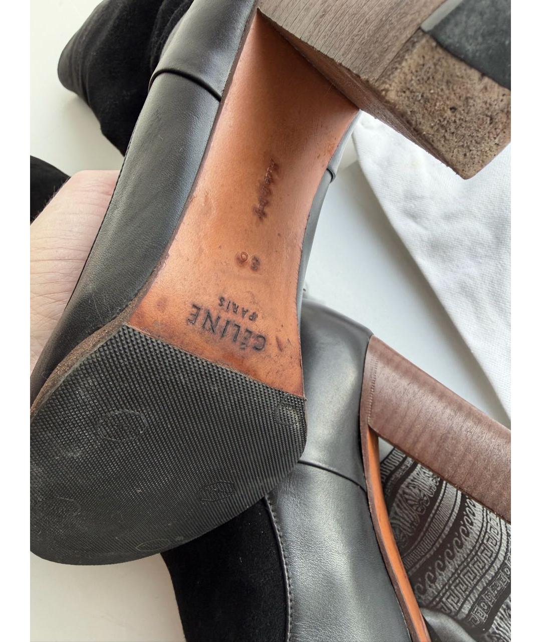 CELINE Черные кожаные сапоги, фото 5