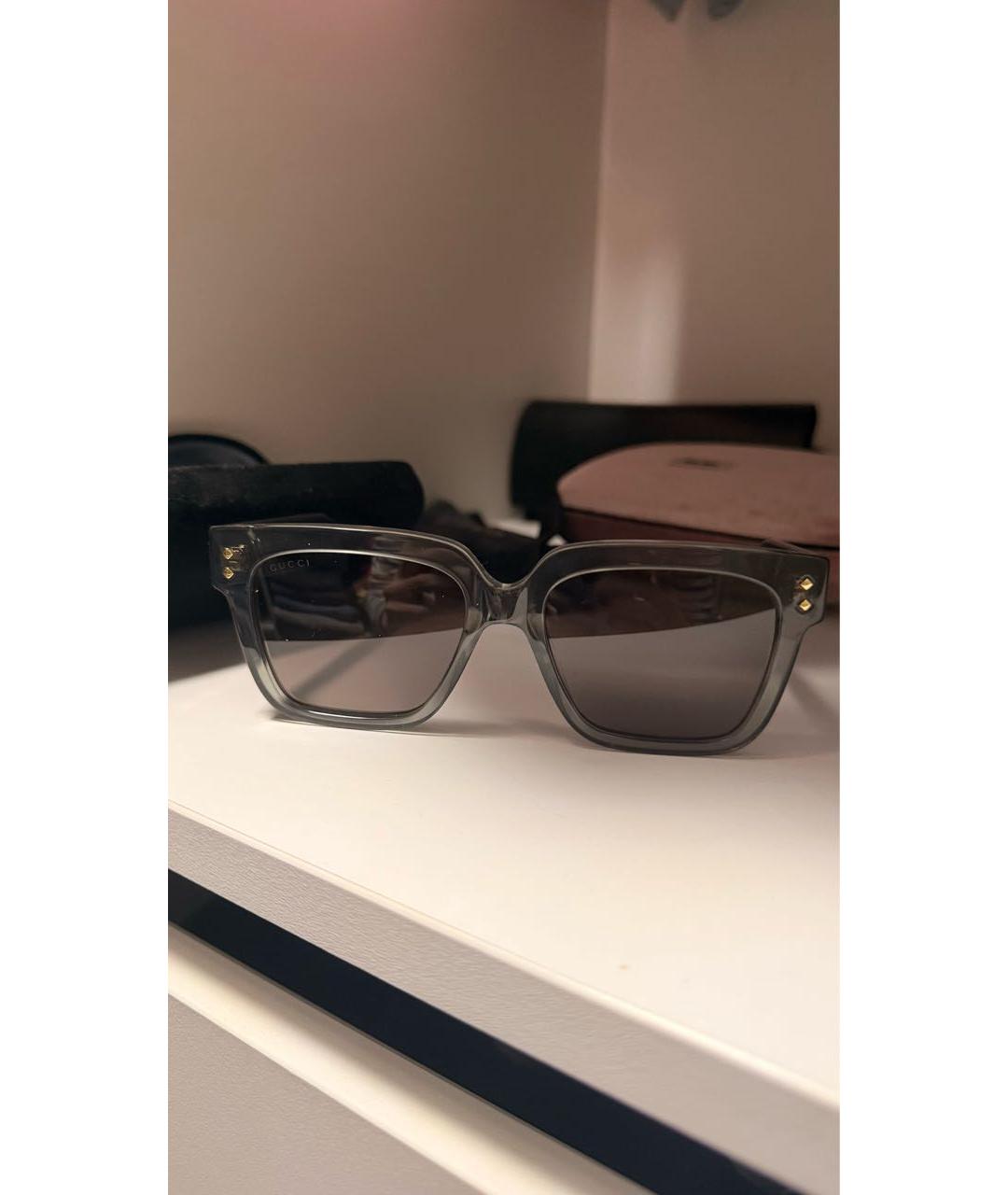 GUCCI Антрацитовые пластиковые солнцезащитные очки, фото 7