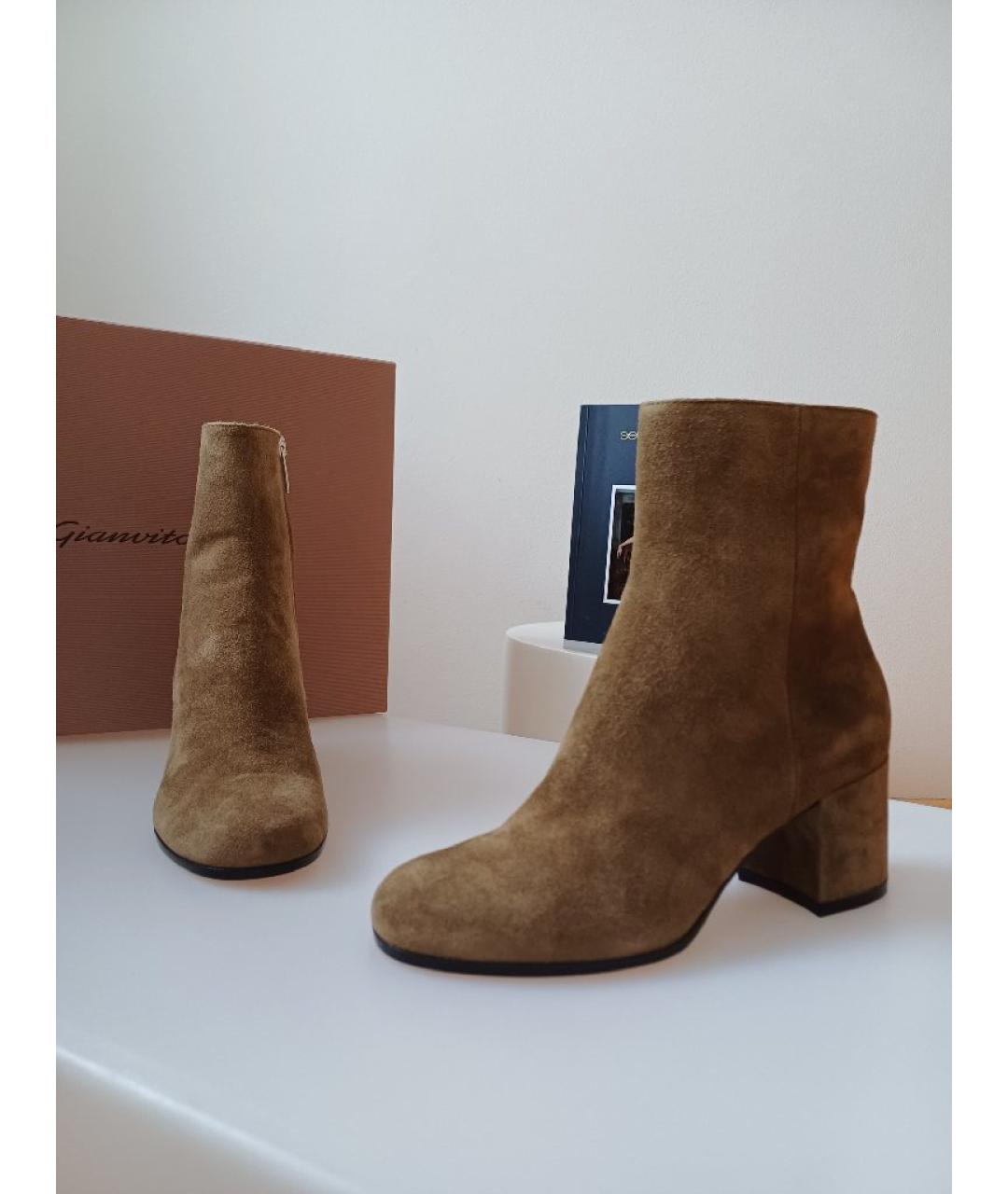 GIANVITO ROSSI Хаки замшевые ботинки, фото 4