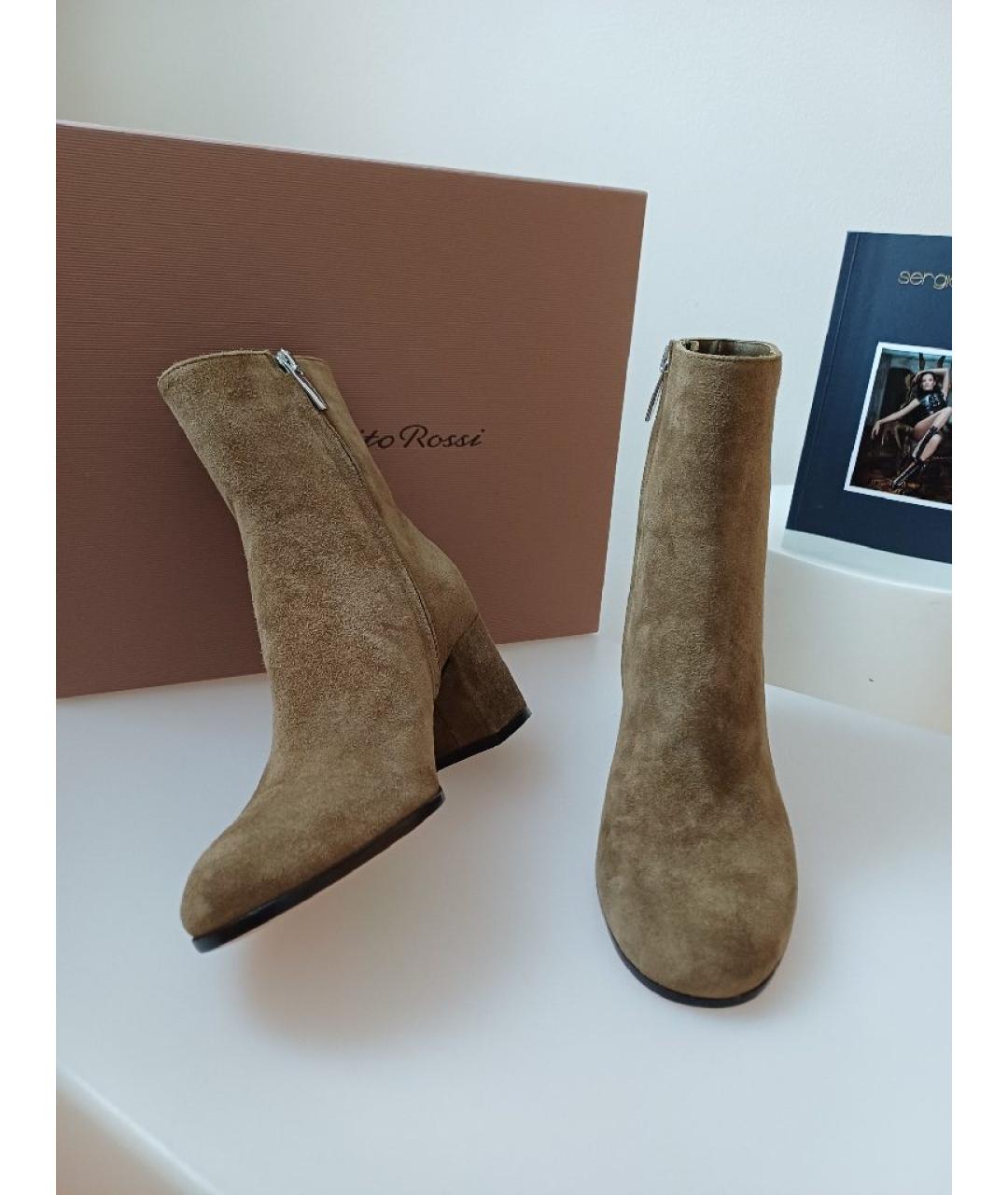 GIANVITO ROSSI Хаки замшевые ботинки, фото 3