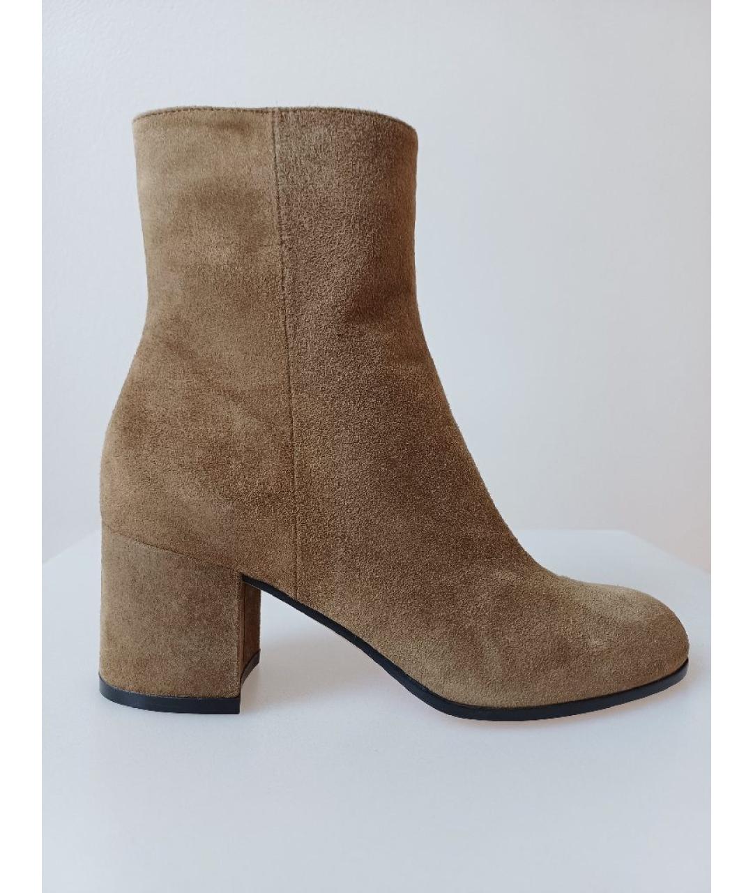 GIANVITO ROSSI Хаки замшевые ботинки, фото 10