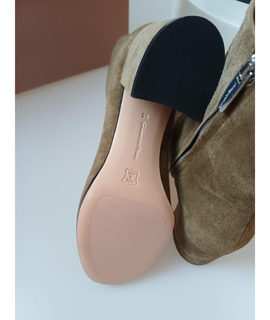 GIANVITO ROSSI Хаки замшевые ботинки, фото 9