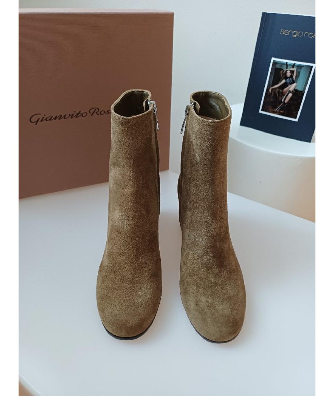 GIANVITO ROSSI Хаки замшевые ботинки, фото 7