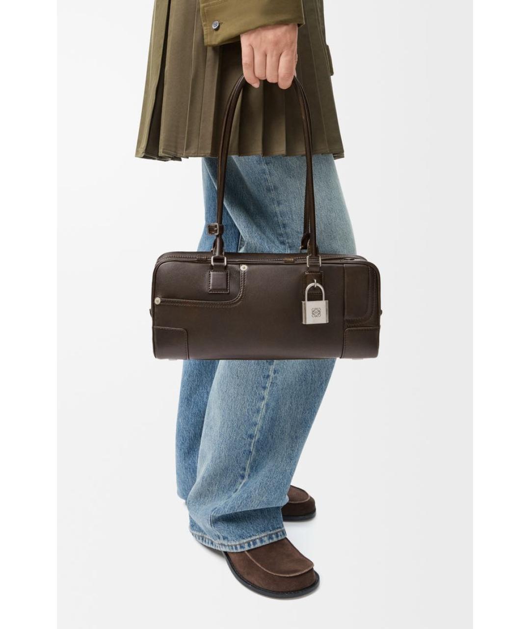 LOEWE Коричневая кожаная сумка через плечо, фото 2