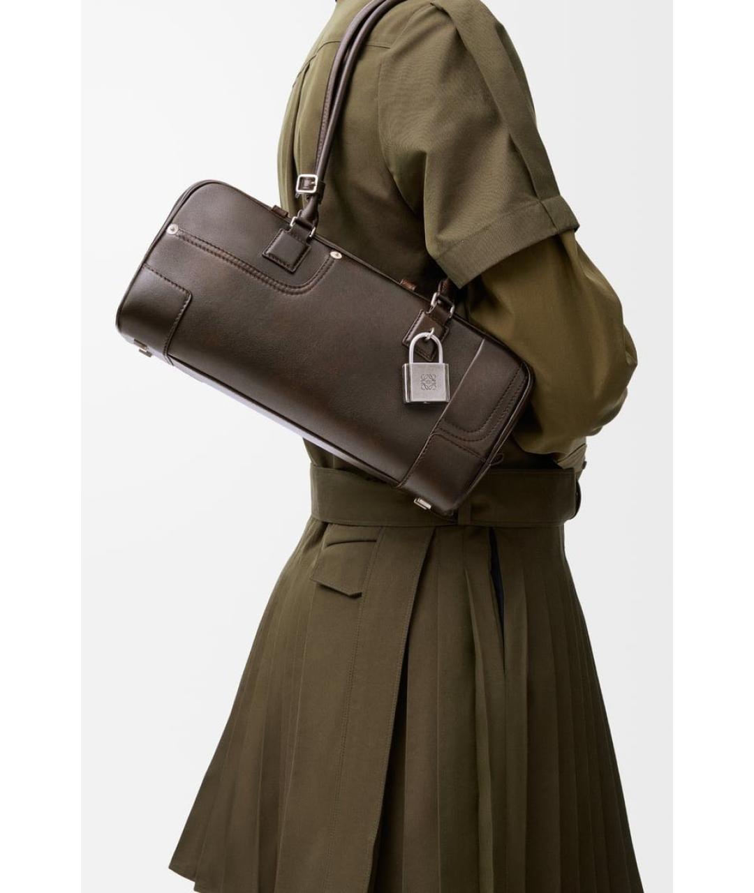 LOEWE Коричневая кожаная сумка через плечо, фото 3