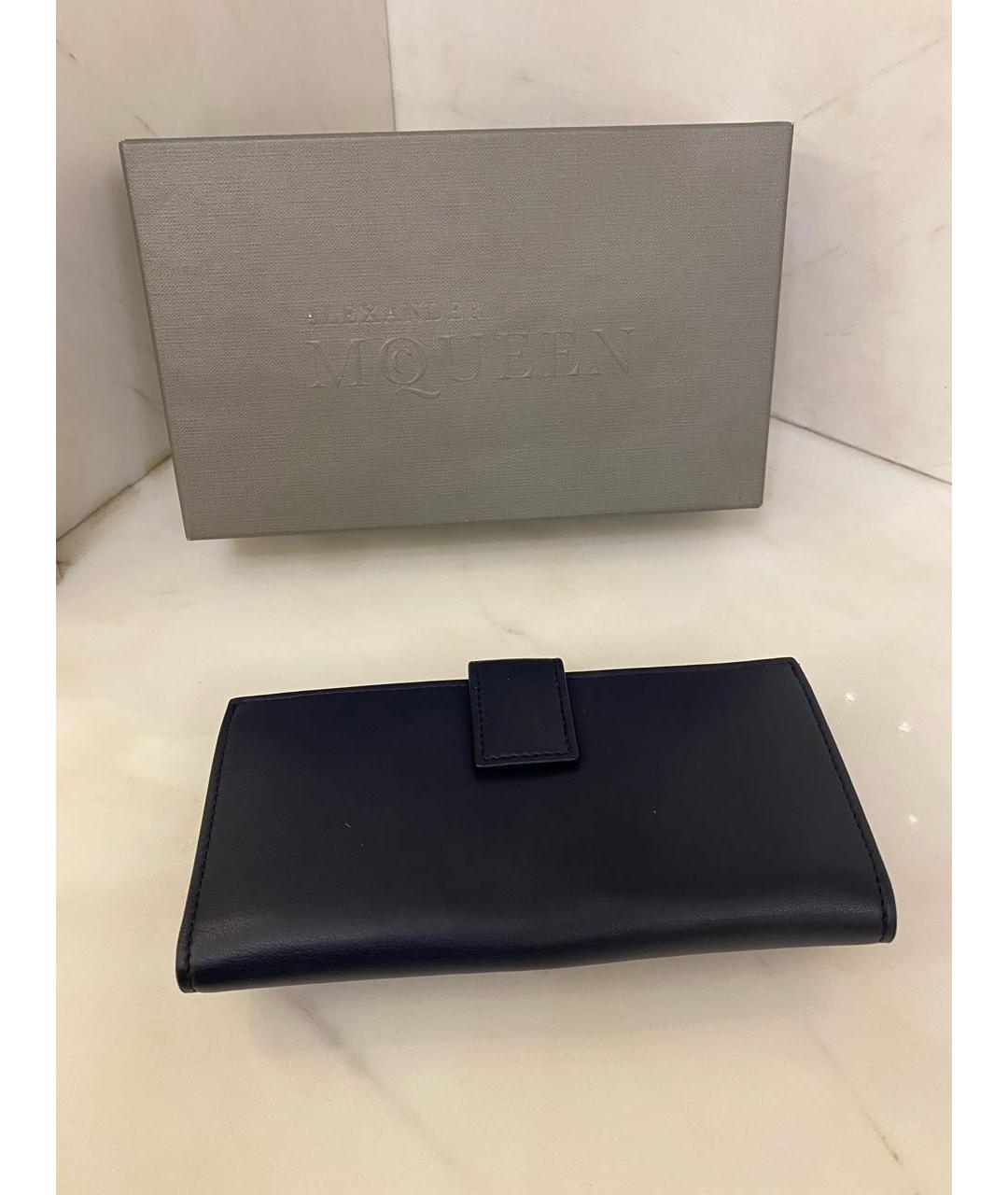 ALEXANDER MCQUEEN Темно-синий кожаный кошелек, фото 5