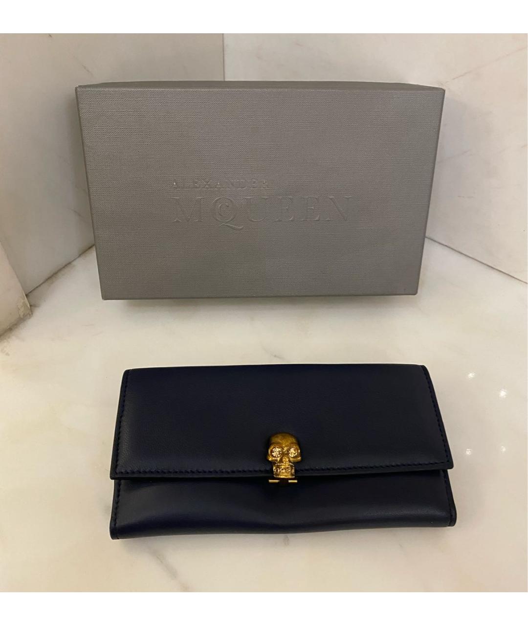 ALEXANDER MCQUEEN Темно-синий кожаный кошелек, фото 3