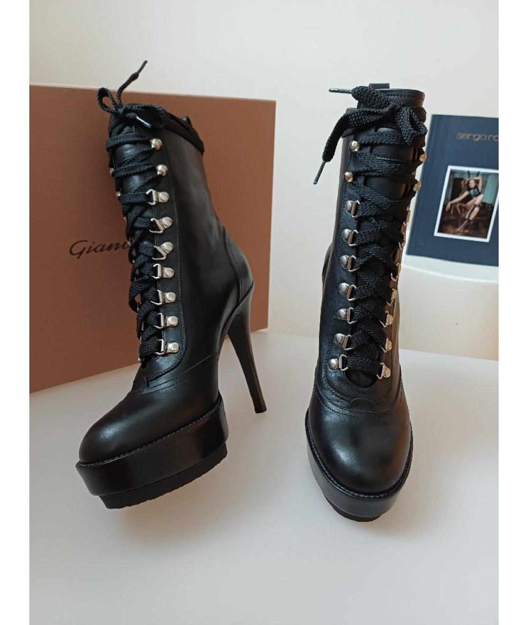 GIANVITO ROSSI Черные кожаные ботильоны, фото 5