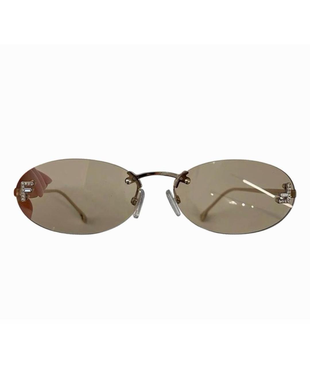 FENDI Коричневые металлические солнцезащитные очки, фото 6