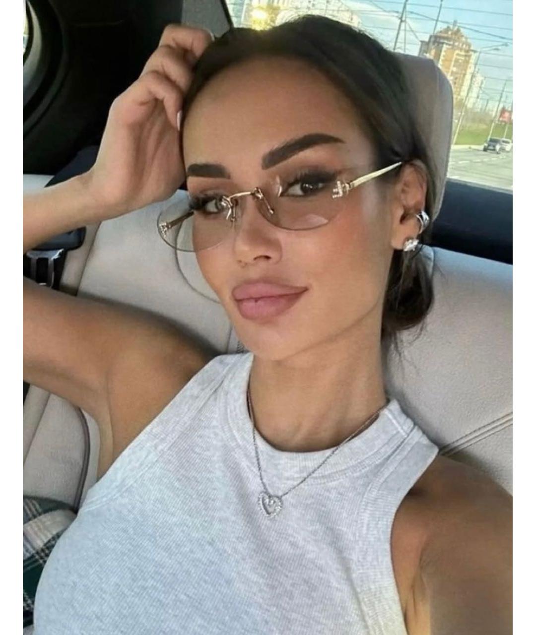 FENDI Коричневые металлические солнцезащитные очки, фото 5