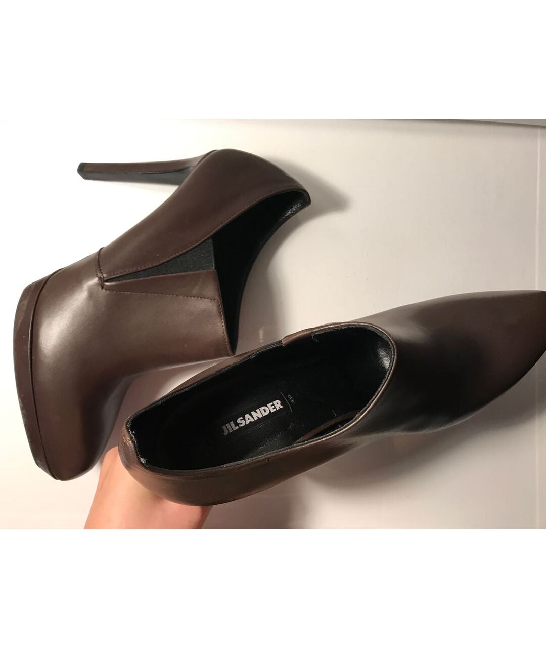 JIL SANDER Коричневые кожаные ботильоны, фото 3