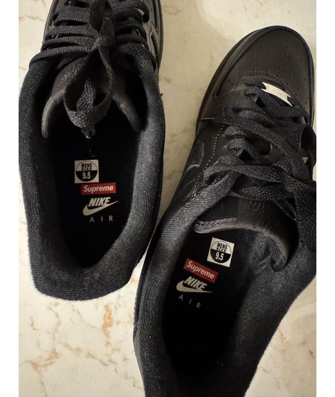 SUPREME Черные кожаные низкие кроссовки / кеды, фото 7