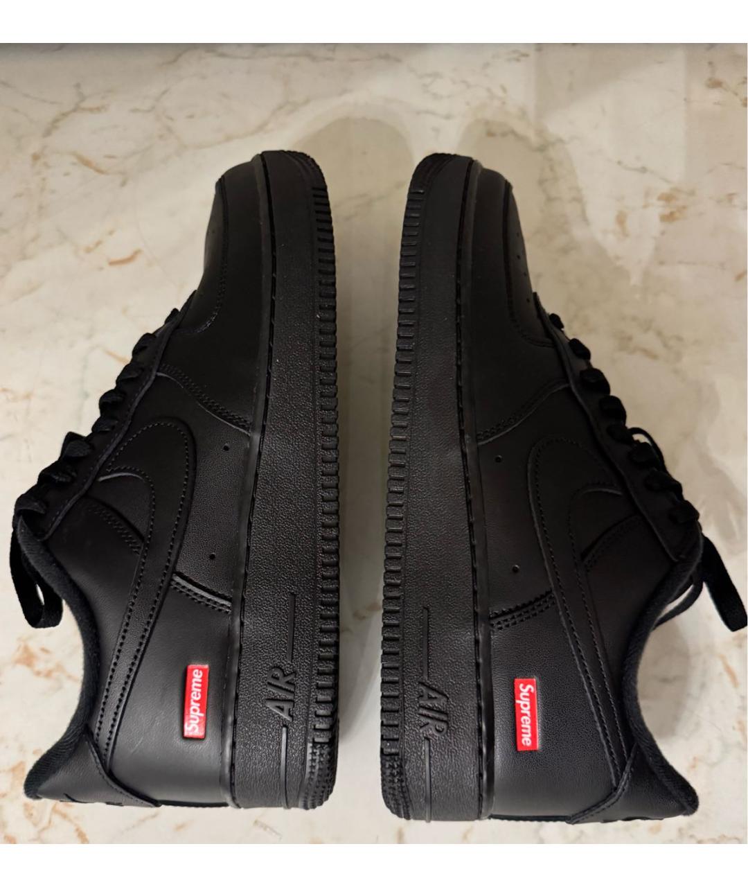 SUPREME Черные кожаные низкие кроссовки / кеды, фото 6