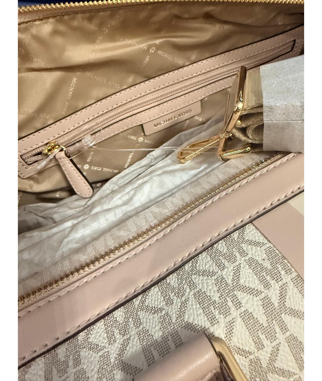 MICHAEL KORS Бежевая дорожная/спортивная сумка из искусственной кожи, фото 5