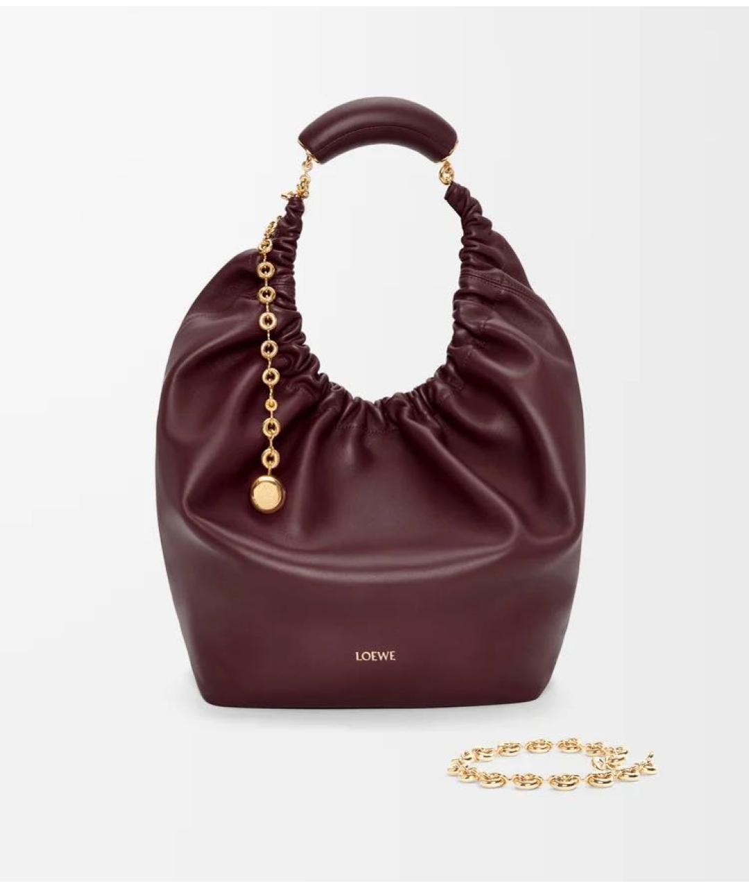 LOEWE Бордовая кожаная сумка через плечо, фото 5