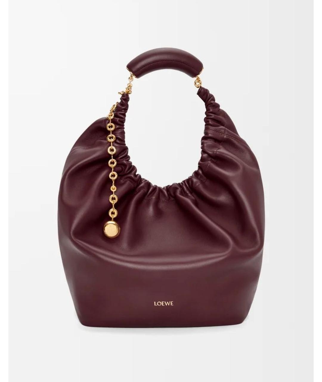 LOEWE Бордовая кожаная сумка через плечо, фото 6