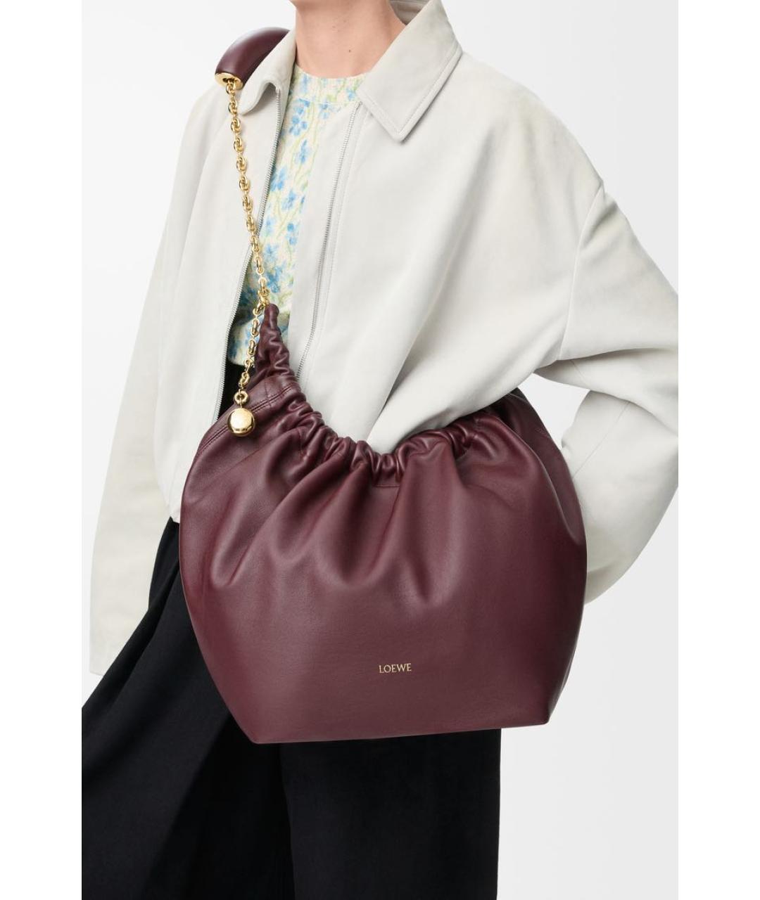 LOEWE Бордовая кожаная сумка через плечо, фото 2